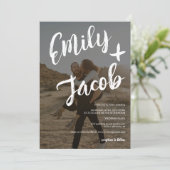 Invitation Noms de brosse modernes 2 photos code qr mariage (Debout devant)