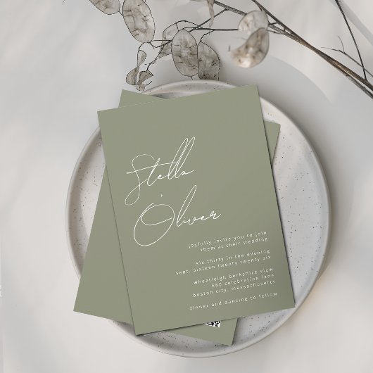 Invitation Noms de calligraphie de sage moderne Code QR Maria