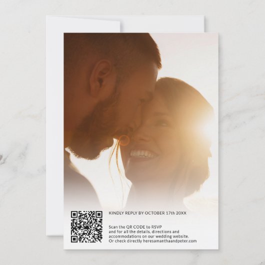 Invitation Noms de code Qr de script minimal 6-Photo Mariage  (Dos)