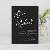 Invitation Noms de couple simples script QR CODE mariage (Debout devant)