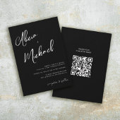 Invitation Noms de couple simples script QR CODE mariage