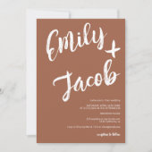 Invitation Noms de pinceaux modernes mariage qr code terracot (Devant)