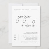 Invitation Noms de script manuscrits Mariage noir et blanc (Devant)