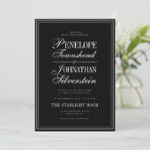 Invitation Noms de script Serif Noir Blanc gothique Mariage (Debout devant)