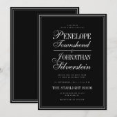 Invitation Noms de script Serif Noir Blanc gothique Mariage (Devant / Derrière)