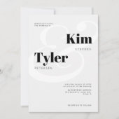 Invitation Noms de typographie en gras noir et blanc mariage (Devant)