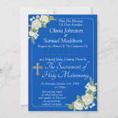 Invitation Noms des invités, Christian Cobalt Blue & White Ro (Devant)