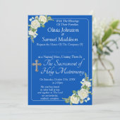 Invitation Noms des invités, Christian Cobalt Blue & White Ro (Debout devant)