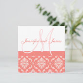 Invitation Noms des monogrammes Corail Damask (Debout devant)