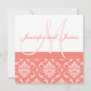 Invitation Noms des monogrammes Corail Damask
