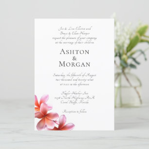 Invitation Noms des parents Frangipani rose Mariage