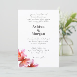 Invitation Noms des parents Mariage Frangipanier rose
