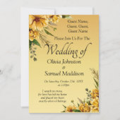 Invitation Noms d'hôtes, Golden Yellow Flowers Mariage Suite (Devant)