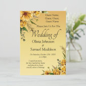 Invitation Noms d'hôtes, Golden Yellow Flowers Mariage Suite (Debout devant)