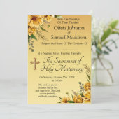 Invitation Noms d'hôtes, Golden Yellow Flowers Mariage Suite (Debout devant)