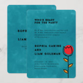 Invitation Noms Élégants des Deux Parents | Mariage Bleu Paci (Devant / Derrière)