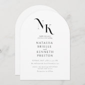 Invitation Noms Élégants Mariage Blanc Calligraphie Moderne (Devant / Derrière)