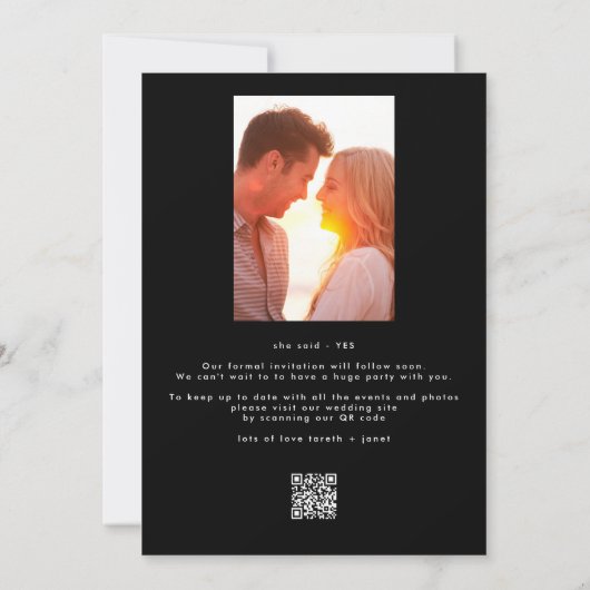 Invitation NOMS ÉLÉGANTS | Photo QR Code Enregistrer NOTRE Da (Dos)