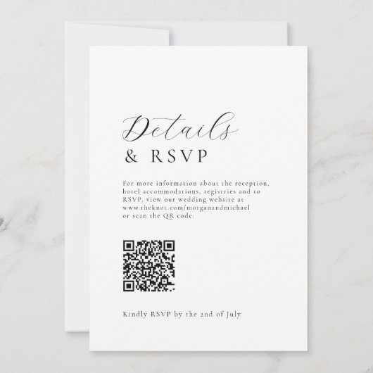 Invitation Noms élégants Simple Minimal Classic Mariage (Dos)