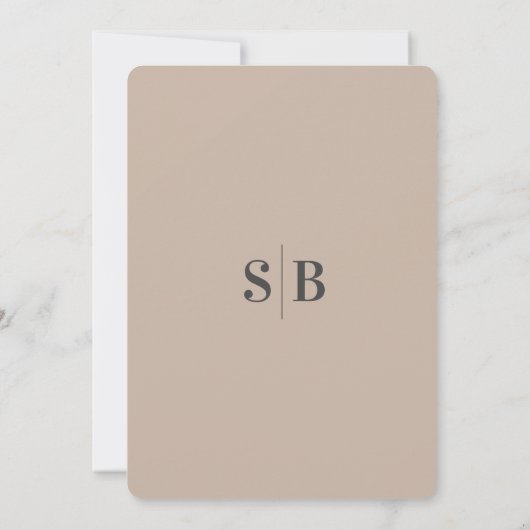 Invitation Noms Gras Minimaux Taupe Beige Simple Mariage (Dos)