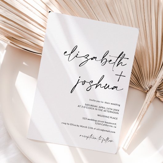 Invitation Noms minimalistes modernes calligraphie mariage no