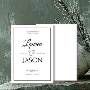 Invitation Noms minimalistes modernes Calligraphie noir