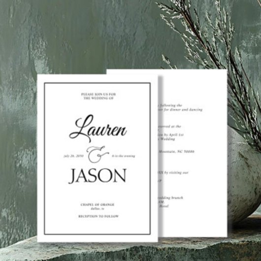 Invitation Noms minimalistes modernes Calligraphie noir