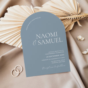 Invitation Noms Modernes Audacieux Mariage Bleu Poussiéreux A