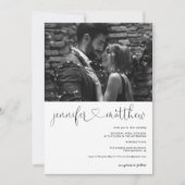 Invitation Noms modernes coeur calligraphie photo mariage (Devant)