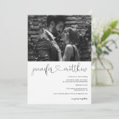 Invitation Noms modernes coeur calligraphie photo mariage (Debout devant)