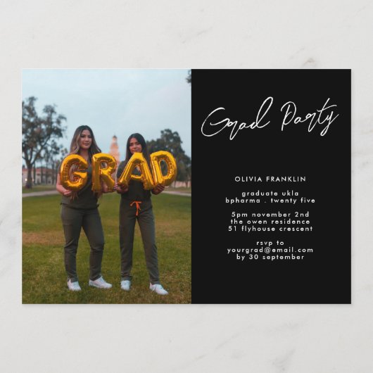 Invitation Noms modernes Editable Multi Photo Graduation Part (Dos)