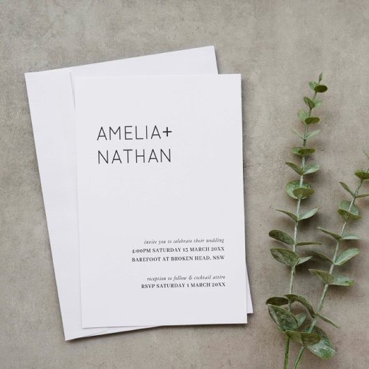 Invitation Noms modernes et minimalistes mariage