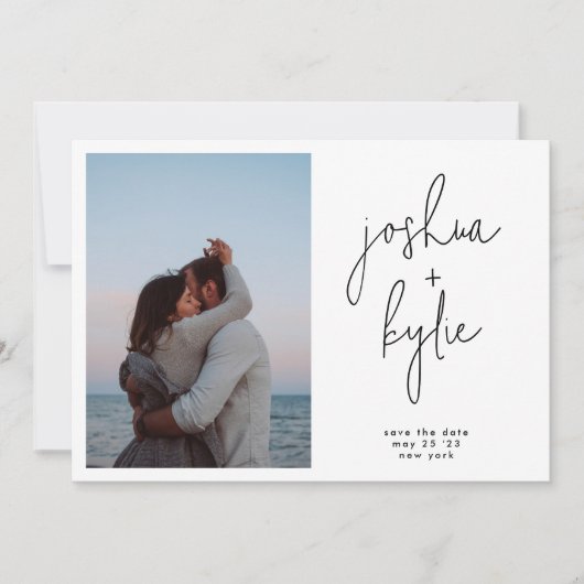 Invitation Noms modernes Photo Code QR personnalisé Enregistr (Devant)