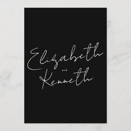 Invitation Noms personnalisés simples et modernes Mariage bla (Dos)