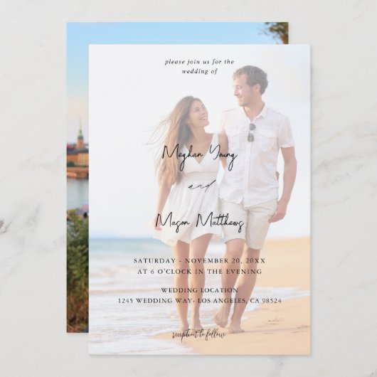 Invitation Noms Photo moderne 6 Mariage V3 - KR (Devant / Derrière)