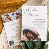 Invitation Noms script arch ivoire 4 photo tout en un mariage