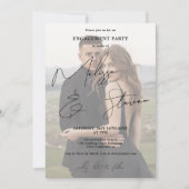 Invitation Noms script calligraphie noir fiançailles photo (Devant)