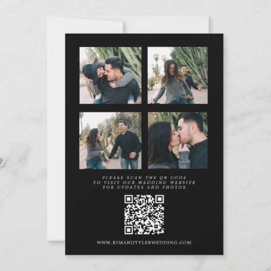 Invitation Noms typographiques modernes 5 photos Code QR mari (Dos)