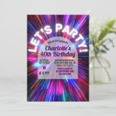 Invitation Non coloré amusant 80s Retro Anniversaire (Debout devant)