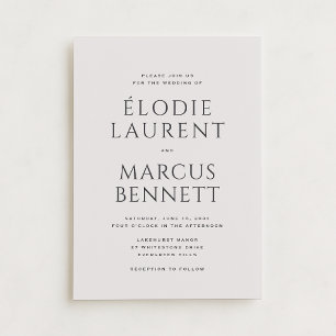 Invitation Non Photo Bold Noms Moderne mariage Beige