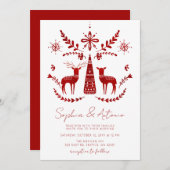 Invitation Nordic Buck and Doe Woodland Mariage d'hiver (Devant / Derrière)