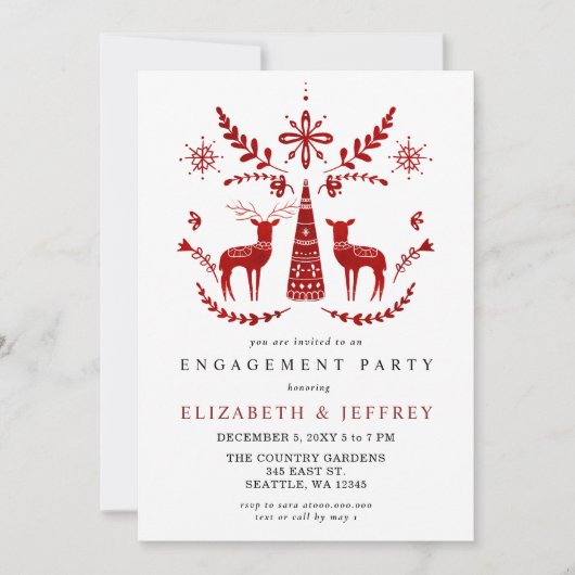 Invitation Nordic Buck et Doe Christmas Engagement Party (Devant)