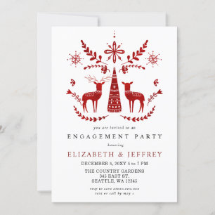 Invitation Nordic Buck et Doe Christmas Engagement Party