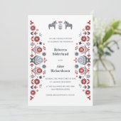 Invitation Nordic Folk Art Dala Horse Mariage scandinave (Debout devant)