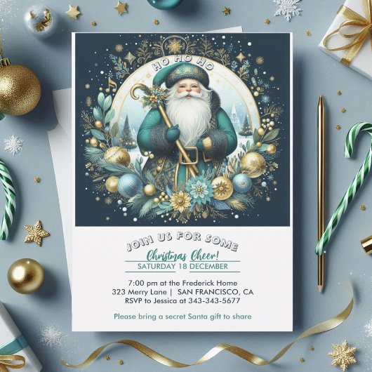 Invitation Nordic Père Noël Ho Ho Ho Snowy Christmas Cheer Pa