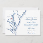 Invitation North Beach Maryland Map Elegant Mariage de la mar (Devant)