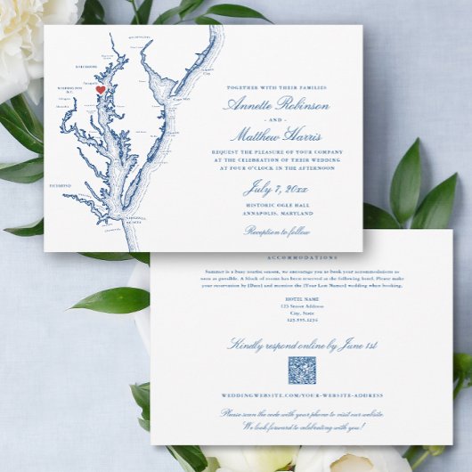 Invitation North Beach MD all-in-one QR code RSVP Mariage