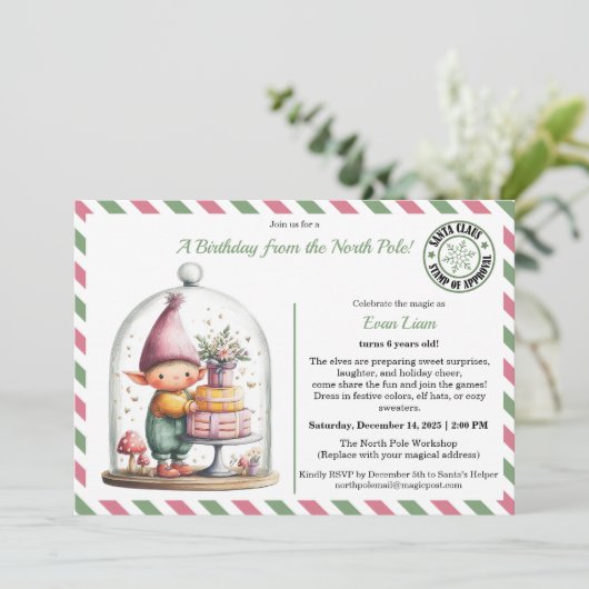 Invitation North Pole Birthday Magic | Enchanted Elf (Debout devant)