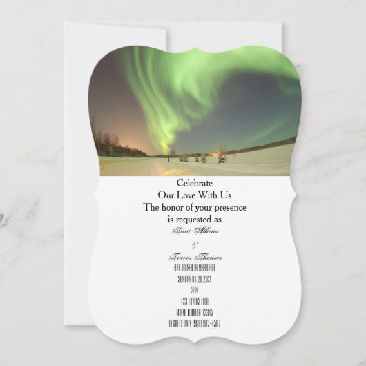 Invitation Northern Lights Menu Mariage Invités Mariage (Devant)