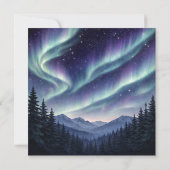 Invitation Northern Lights Mountain Forest Birthday  (Dos)